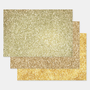 Goldgelbe Glitzy Glitzer Sparkone Geschenkpapier Set