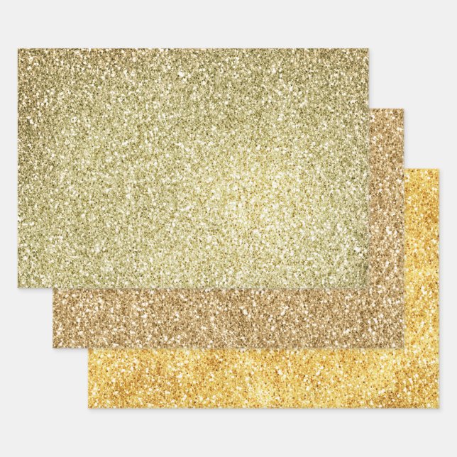 Goldgelbe Glitzy Glitzer Sparkone Geschenkpapier Set (Set)