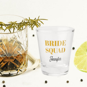 Goldgelbe Hochzeitsbraut-Truppe Personalisiert Schnapsglas