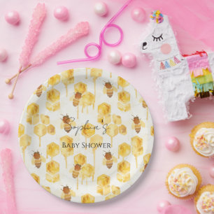 Goldgelbe Honigbienen Baby Shower Pappteller