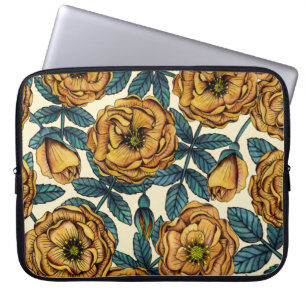 Goldgelbe Rosen - Florales Vintage-Design Laptopschutzhülle