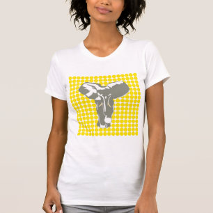Goldgelbe Safari-Punkte mit Pop-Art-Elefanten T-Shirt