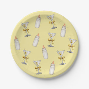Goldgelbe Schleife Martinis Babyflaschen Babyparty Pappteller