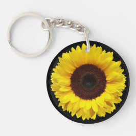 Goldgelbe Sonnenblume im Schwarzen Hintergrund Schlüsselanhänger