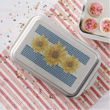 Goldgelbe Sonnenblume und Marine Gingham Kitchen