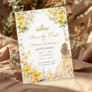 Goldgelbe Tiara Florale Schmetterlinge Quinceañera