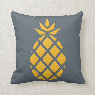 Goldgelbe u. graue moderne Ananas Kissen