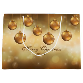 goldgelbe Weihnachtsbaumchen mit eigenem Text Große Geschenktüte