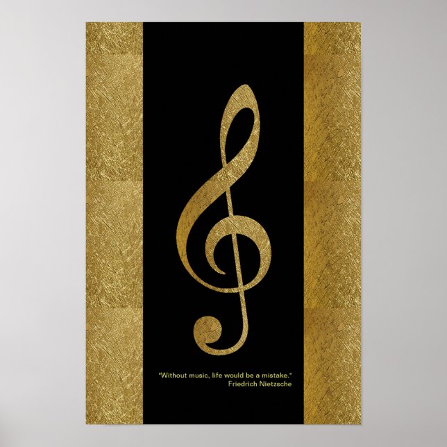 goldgelber Treppenstil mit musikalischer Note Poster (Vorne)