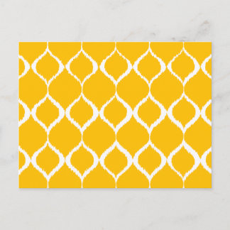 Goldgelbes geometrisches Ikat-Stammesdruckmuster Postkarte