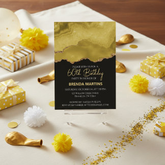 Goldgelbes Gold-Glitter-Wasserfarbe Einladung