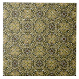 Goldgelbes Strickmedaillon-Muster Fliese