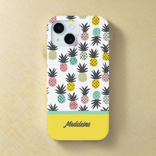 Goldgelbes Vintage-Ananas-Muster Monogramm Case-Mate iPhone Hülle