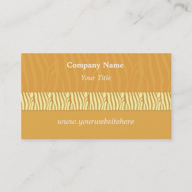Goldgelbes Zebra Print Business Card Visitenkarte (Vorderseite)