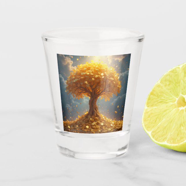 Goldgeld-Goldmünzen Schnapsglas (Vorderseite)