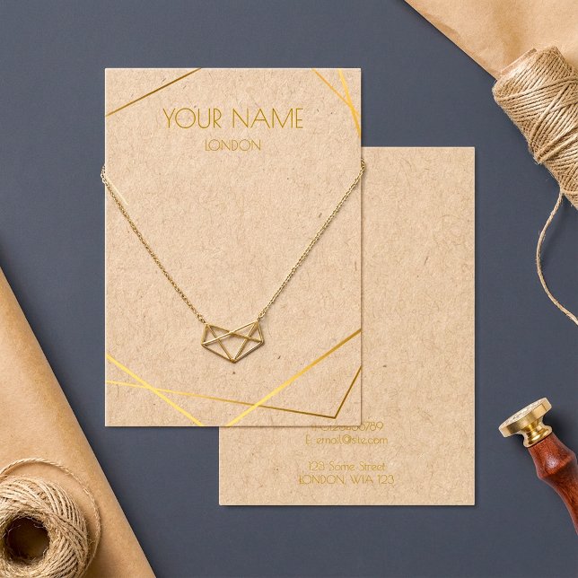 Goldgeometrische Halskette oder Armband-Display-Ka (Gold geometric necklace or bracelet display card.)
