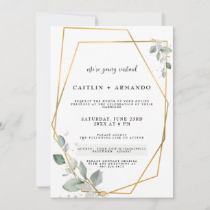 Goldgeometrische virtuelle Hochzeitskarte