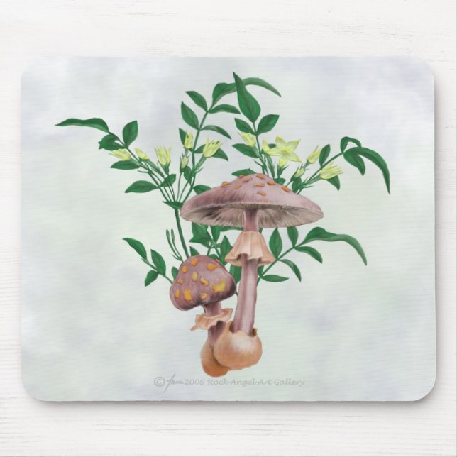 Goldgepunktete Pilze, Stern-Blumen Mousepad (Vorne)