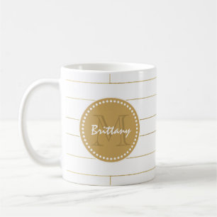 Goldgestreifte Monogramm-Initialen-und NamensTasse Tasse