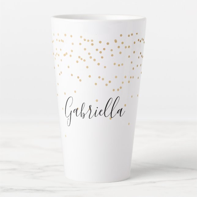 Goldglam Confetti Name Milchtasse (Vorderseite)