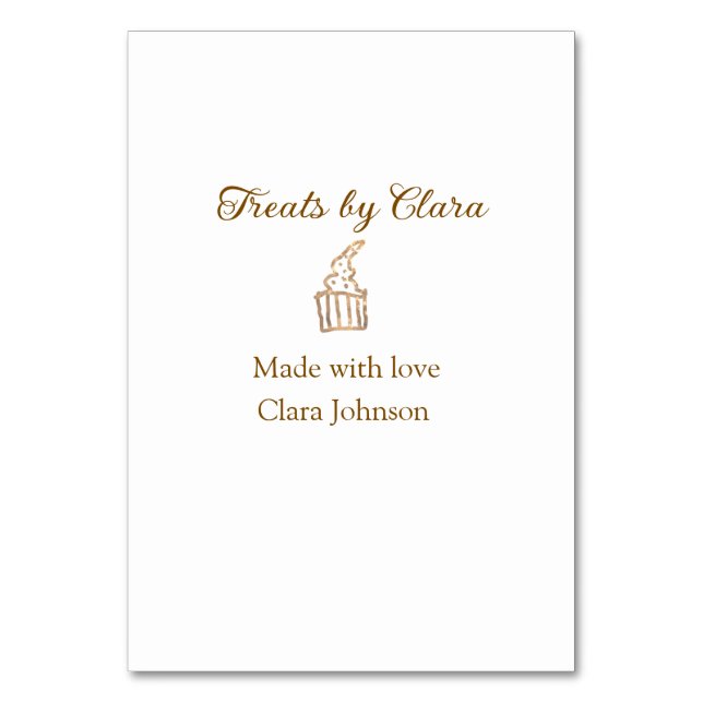 Goldglanzbäckerei aus Leckereien mit Liebe Name hi Tischnummer (Vorderseite)