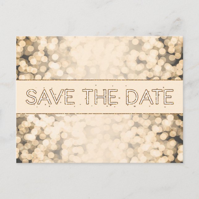 Goldglanzlichter SAVE THE DATE Glam Postkarte (Vorderseite)