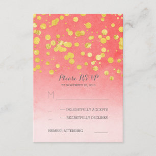 Goldglanzrosa Korallenhochzeit RSVP-Karten RSVP Karte