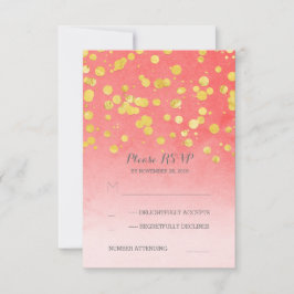 Goldglanzrosa Korallenhochzeit RSVP-Karten RSVP Karte