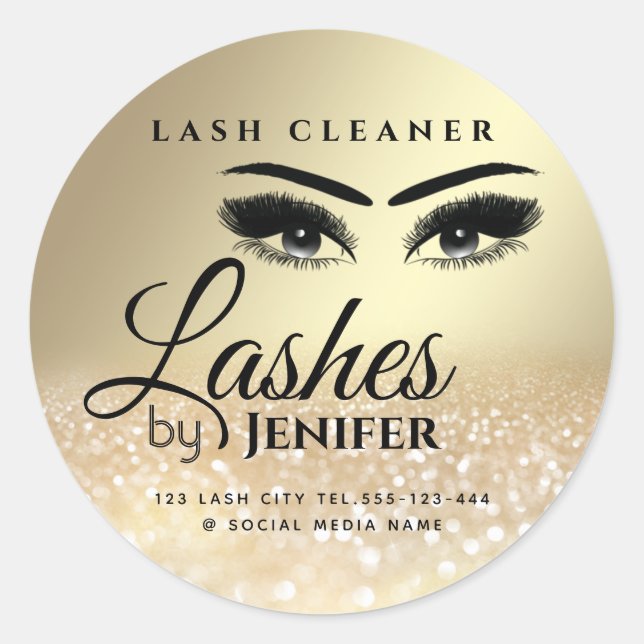 Goldglatter-Makeup-Lash-Erweiterung Laser Reiniger Runder Aufkleber (Vorderseite)
