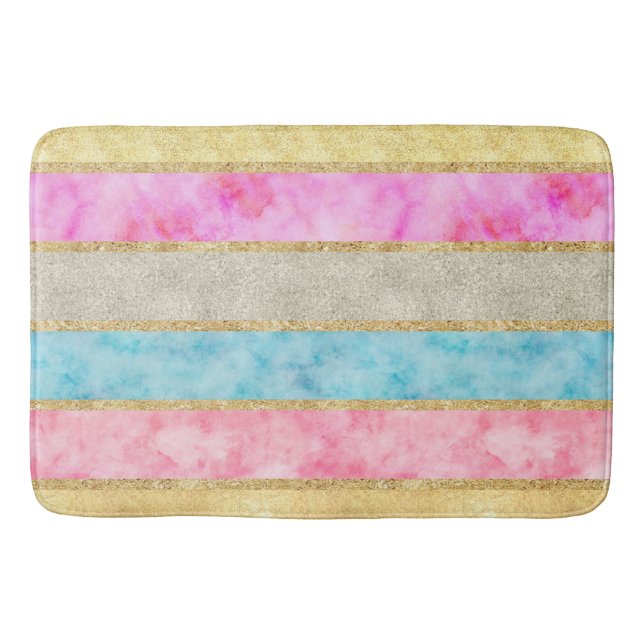 Goldglitz-Aquarell-Streifen Badematte (Vorderseite)