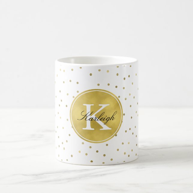GoldGlitzConfetti punktiert Monogramm Tasse (Mittel)
