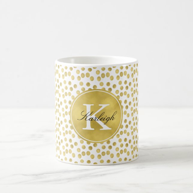 GoldGlitzConfetti punktiert Monogramm Tasse (Mittel)