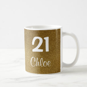 GoldGlitzer-21. Geburtstags-Tasse (kundengerecht) Tasse