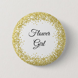 GoldGlitzer. Blumenmädchen Button