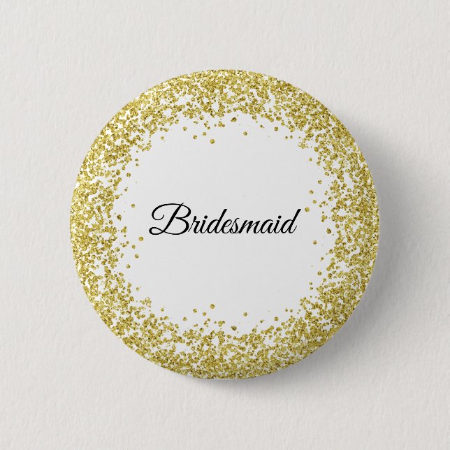 GoldGlitzer. Brautjungfer Button (Vorderseite)
