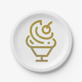 GoldGlitzer-Eiscreme-Eiscremebecher-Papierplatte Pappteller
