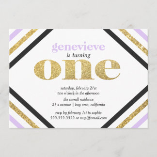 GoldGlitzer-erste Geburtstags-Einladung Einladung