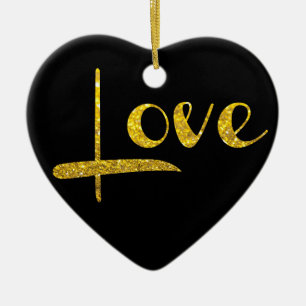 *~* GoldGlitzer-Herz-Liebe-Verzierung Keramikornament