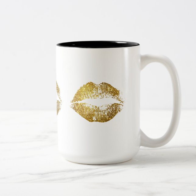 GoldGlitzer-Lippen #2 Zweifarbige Tasse (Rechts)