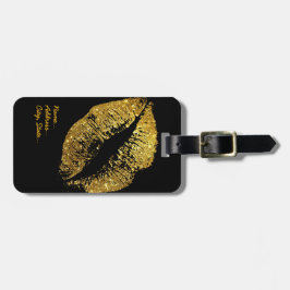 GoldGlitzer-Lippen Gepäckanhänger