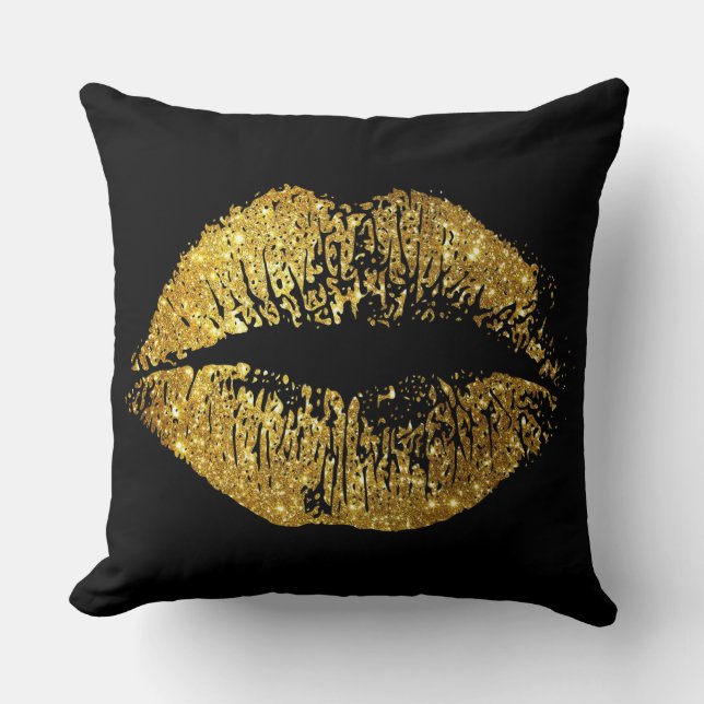 GoldGlitzer-Lippen Kissen (Vorderseite)