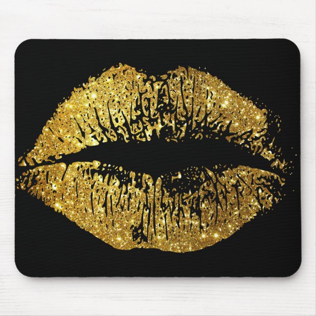 GoldGlitzer-Lippen Mousepad (Vorne)