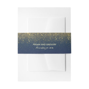 GoldGlitzer-Marine-Vintage Hochzeit Einladungsbanderole