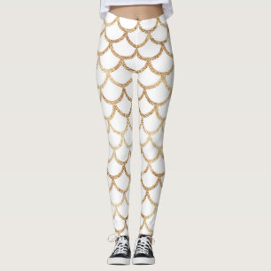 GoldGlitzer-Meerjungfrau stuft Leggings ein
