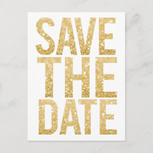 GoldGlitzer-Typografie-Save the Date Postkarte