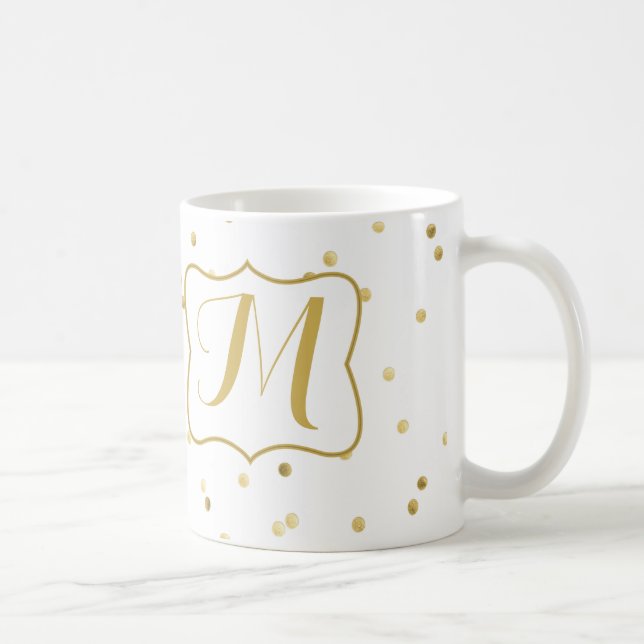 GoldGlitzerconfetti-Punkt-Polka-Kaffeetasse-Tasse Kaffeetasse (Rechts)