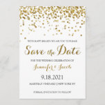 GoldGlitzerconfetti-Save the Date Einladung<br><div class="desc">Klicken "fertigt sie!" besonders an um sich zu bewegen/justieren Sie Text und Farben! Ein schöner Save the Date Gold Glitter kennzeichnender, bling Entwurf und! Eine Spaßweise, eine Verlobung vorzustellen und bevorstehende Hochzeit datieren, bevor sie formale Einladungen aussenden! Aufmachung von Confetti Glitter des Imitats (Ebene gedruckt) Gold. Zusammenpassende Einladungen, Brautparty-Karten, Porto,...</div>