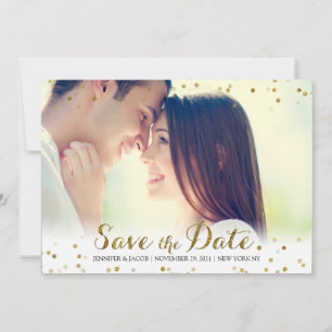 GoldGlitzerconfetti-Save the Date Foto-Karte Save The Date