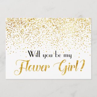 GoldGlitzerConfetti sind- Sie mein Blumen-Mädchen Einladung