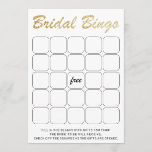 Goldglitzerndes Brautparty-Bingospiel Einladung